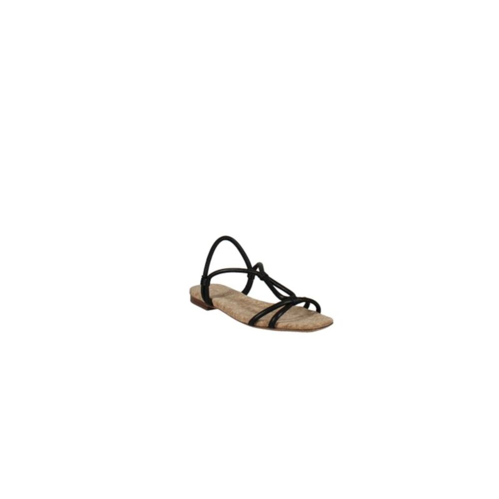 VINCE. Womens Black Cork Hazen Square Toe Slip On Leather Slingback Sandal 5.5 M